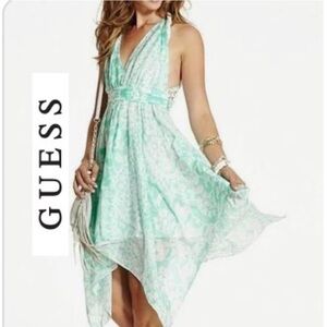 GUESS GREEN TWISTED STRAP HIGH LOW DRESS SIZE 2